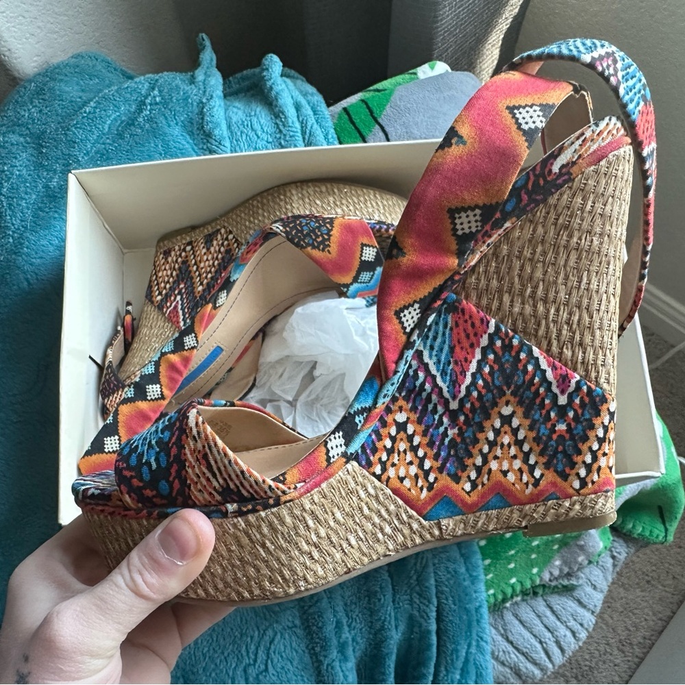 BCBGeneration Colorful Patterned Wedges - image 1